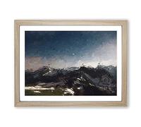 Stars Above The Mountains In Abstract Modern Art Framed Print | A2 Oak Framed Wall Art | Ready to Hang | Abstract Space Picture | Living Room Bedroom Lounge Office