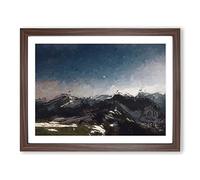 Stars Above The Mountains In Abstract Modern Art Framed Print | A2 Walnut Framed Wall Art | Ready to Hang | Abstract Space Picture | Living Room Bedroom Lounge Office