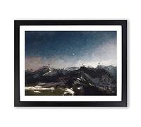 Stars Above The Mountains In Abstract Modern Art Framed Print | A3 Black Framed Wall Art | Ready to Hang | Abstract Space Picture | Living Room Bedroom Lounge Office