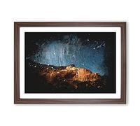 Stars Above The Mountains Paint Splash Framed Print | A2 Walnut Framed Wall Art | Ready to Hang | Modern Space Picture | Living Room Bedroom Lounge Office