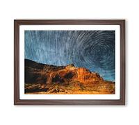 Stars Above The Mountains Painting Modern Art Framed Print | A2 Walnut Framed Wall Art | Ready to Hang | Modern Space Picture | Living Room Bedroom Lounge Office