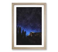 Stars Above Yosemite Painting Framed Print | A2 Oak Framed Wall Art | Ready to Hang | Modern Space Picture | Living Room Bedroom Lounge Office