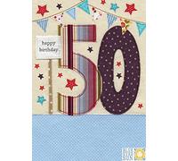 Stars and Bunting 50th Birthday Card