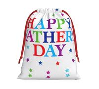 Stars And Happy Fathers Day Printing 11.8x15.8in Drawstring Gift Bag With Red Ribbon Closure For Halloween Xmas,For Adults Gifting