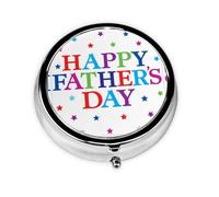 Stars and Happy Fathers Day This Small, Printed, Round Pill Box is a Portable Pill and Vitamin Organizer Perfect for Pockets, Purses, and Travel.