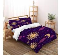 Stars And Moon Bedding Set Theme Bedspread Space Theme Duvet Cover Set Microfiber Comforter Cover Universal for All Seasons with Pillow Double（200x200cm）
