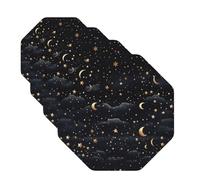 Stars and Moon Coasters for Drinks Set of 4 Leather Drink Coasters for Tabletop Protection Heat Resistant Bar Coasters Octagon Cup Mat Pad Cute Cup Coaster for Home Decor Gifts