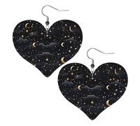 Stars and Moon Leather Earrings for Women Heart Earring Lightweight Dangle Earrings Jewelry Gifts, One Size, No Gemstone
