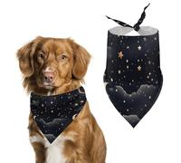 Stars and Moon on Dark Background Dog Bandanas for Feeding Grooming, Triangle Pet Bibs for Cats & Dogs Washable Fashion Pets Scarf for Party Travel 27.6 X 11.8 Inch