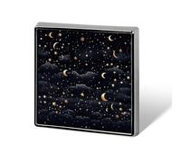 Stars and Moon on Dark Background Printed Square Badge Metal Button Badge Decorative Button Brooch Lapel Pins Bag Hat Accessories for Women Men Aluminum