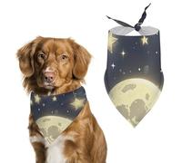 Stars and Moon on Dark BackgroundPet Scarf Dog Bandana for Small Medium Large Exquisite Unique Cat Dogs Kerchief Premium Fabric Cute Triangle Cat Dogs Bibs Scarf