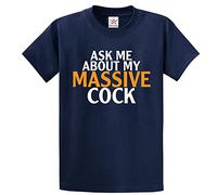 Stars and Stripes Ask Me About My Massive Cock Funny Classic Unisex Adults T-Shirt(L, Navy)