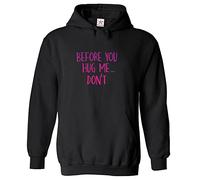 Stars and Stripes Before You Hug Me Don't Classic Unisex Adults Pullover Hoodie (L, Black)