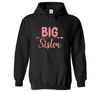 Stars and Stripes Big Sister Girls Kids Pullover Hoodie For Big Sis (4XS, Black, 5_6 Years)