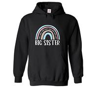 Stars and Stripes Big Sister Women Girls Kids Pullover Hoodie For Big Sis (XS, Black, 12_13 Years)