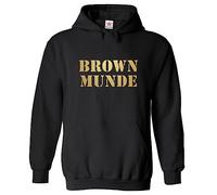 Stars and Stripes Brown Desi Munde Punjabi Hip Hop Song Print Unisex Kids Pullover Hoodie (3XS, Black, 7_8 Years)