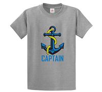 Stars and Stripes Captain Anchor Unisex Classic Adults T-Shirt for Ship Captains(XL, Heather Grey)
