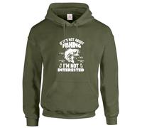 Stars and Stripes Carpers Nation If It’s Not About Fishing I’M Not Interested Printed Fish Fisherman Unisex Adult Hoodie (L, Olive)