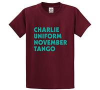 Stars and Stripes Charlie Uniform November Tango Unisex Adults T-Shirt(XXL, Wine)