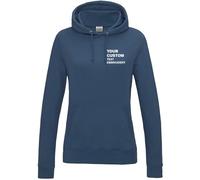 Stars and Stripes Custom Embroidered Text Women's College Hoodie - Personalised Soft Ladies Hooded Sweatshirt - Premium Text Embroidery on Left Chest Breast (M,Airforce Blue)