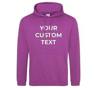 Stars and Stripes Custom Text Printed College Adults Pullover Hoodie 280gsm Personalised Unisex Hooded Sweatshirt(S, Magenta Magic)