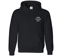 Stars and Stripes CUSTOM TEXT printed on personalised pullover hoodie, make your own hooded sweatshirt Black 2XL - FRONT LEFT BREAST