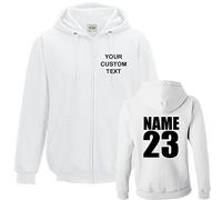 Stars and Stripes CUSTOM TEXT printed on personalised zip up hoodie, make your own zipper hoodie White XX-Large FRONT + BACK PRINT