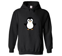 Stars and Stripes Cute Penguin Cartoon Logo Art Unisex Kids Pullover Hoodie (4XS, Black, 5_6 Years)