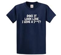 Stars and Stripes Does It Look Like I Give A Shit? Funny Unisex Adults T-Shirt(L, Navy)