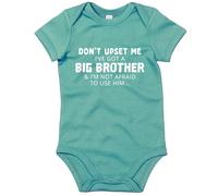 Stars and Stripes Don't Upset Me I've Got A Big Brother & I'm Not Afraid To Use Him Funny Siblings Novelty Joke Unisex Baby Romper(Sage Green, 6/12 Months)
