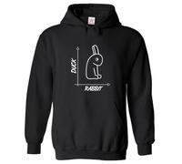 Stars and Stripes Duck Rabbit Illusion Lesson With Graph Funny Unisex Adults Pullover Hoodie (L, Black)