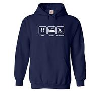 Stars and Stripes Eat Sleep Ice Hockey Repeat Adults Pullover Hooded Sweatshirt for Sports Lovers (XXL, Navy)