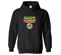 Stars and Stripes Education Is Important But Gaming Is Importanter Unisex Adults Pullover Hoodie (L, Black)