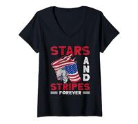 Stars And Stripes Forever | USA Flag | Patriotic American V-Neck T-Shirt