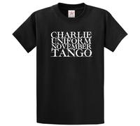 Stars and Stripes Funny Charlie Uniform November Tango Humorous Quirky Cool Rude Military Phonetic Alphabet T-Shirt (Black, 2XL)