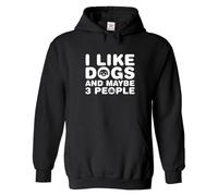 Stars and Stripes Funny I Like Dogs May Be 3 People Graphic Novelty Puppy Parent Outdoor Camping Pet Lover Dad Cool Mom Hoodie(Black, 2XL)