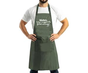 Stars and Stripes Funny Madam, May I Suggest The Finest Sausage BBQ Cooking Kitchen Chef Grilling Apron(OS, Sage Green)