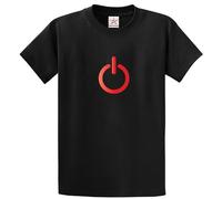 Stars and Stripes Funny Power Button Technology Lover On Off Switch Symbol Computer Enthusiast Minimalist Design Adult Unisex T-Shirt(Black, 2XL)