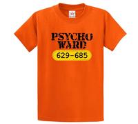 Stars and Stripes Funny Psycho Ward 666-535 Insane Psycho Joke Halloween Dark Humor T-Shirt(Orange, L)