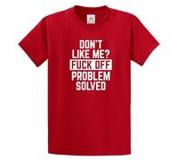 Stars and Stripes Funny Sarcastic Humor Don't Like Me Problem Solved Adult Offensive Rude T-Shirt(Red, L)