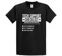 Stars and Stripes Funny Tech Support Checklist IT Humor Information Technology Geek Nerd T-Shirt(XXXXXL, Black)