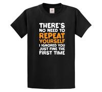 Stars and Stripes Funny There's No Need to Repeat Yourself Bold Humor Sarcastic Attitude Witty T-Shirt(Black, 2XL)