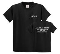 Stars and Stripes Funny Vintage Alcatraz Island San Francisco Prison Number Halloween Fancy Dress Graphic T-Shirt(Black, L)