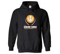 Stars and Stripes Guru Gobind Singh Jayanti Khanda Sword Five Ks Print Unisex Adult Pullover Hoodie (XXL, Black)