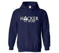 Stars and Stripes Hacker At Work Unisex Novelty Kids Pullover Hooded Sweatshirt (XS, Navy, 12_13 Years)