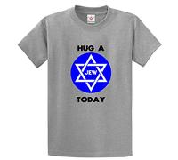 Stars and Stripes Hug A Jew Today Star of David Jewish Classic Graphic Print Comical Funny Unisex Adults T-Shirt