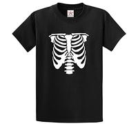 Stars and Stripes Human Skeleton Rib Classic Horror Unisex Adults T-Shirt for Halloween (XL, Black)