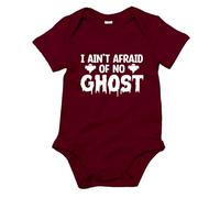 Stars and Stripes I Ain't Afraid Of No Ghost Cute Funny Newborn Romper Unisex Baby Bodysuit(Burgundy, 3/6 Months)