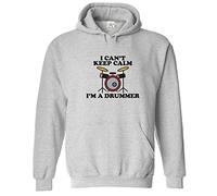Stars and Stripes I Can't Keep Calm I'm A Drummer Unisex Classic Kids Pullover Hoodie For Drummers (3XS, Sports Grey, 7_8 Years)