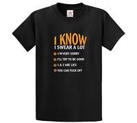 Stars and Stripes I Know I Swear A Lot Rules Funny Unisex Classic Adults T-Shirt(L, Black)